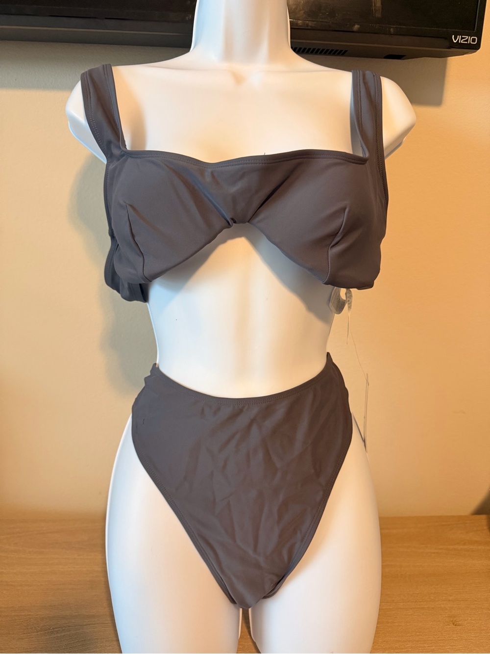 CUPSHE Gray Bikini Set High Cut Underwire Swimwear Two Piece Size XL